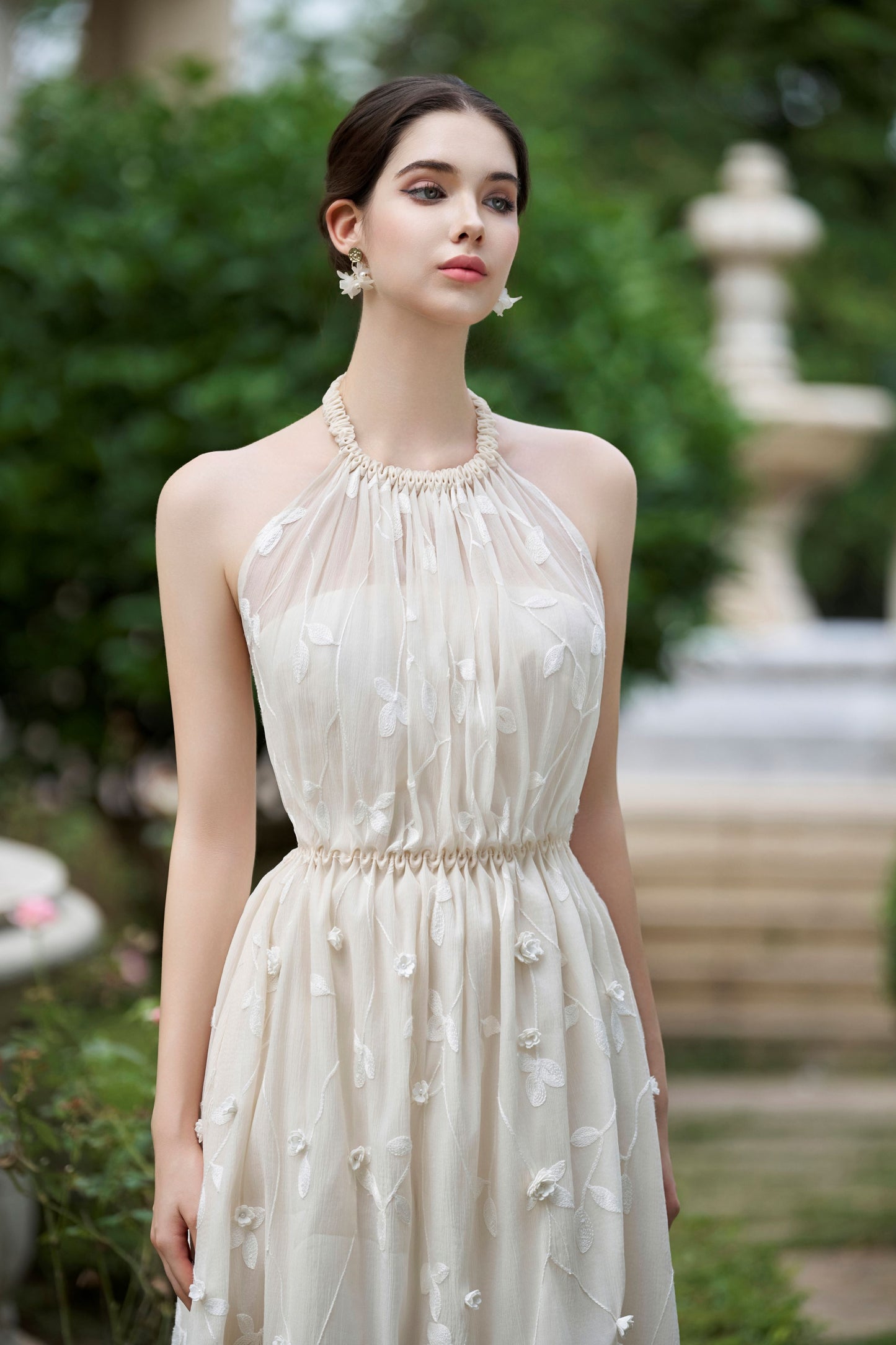 Ivory Floral Midi Dress