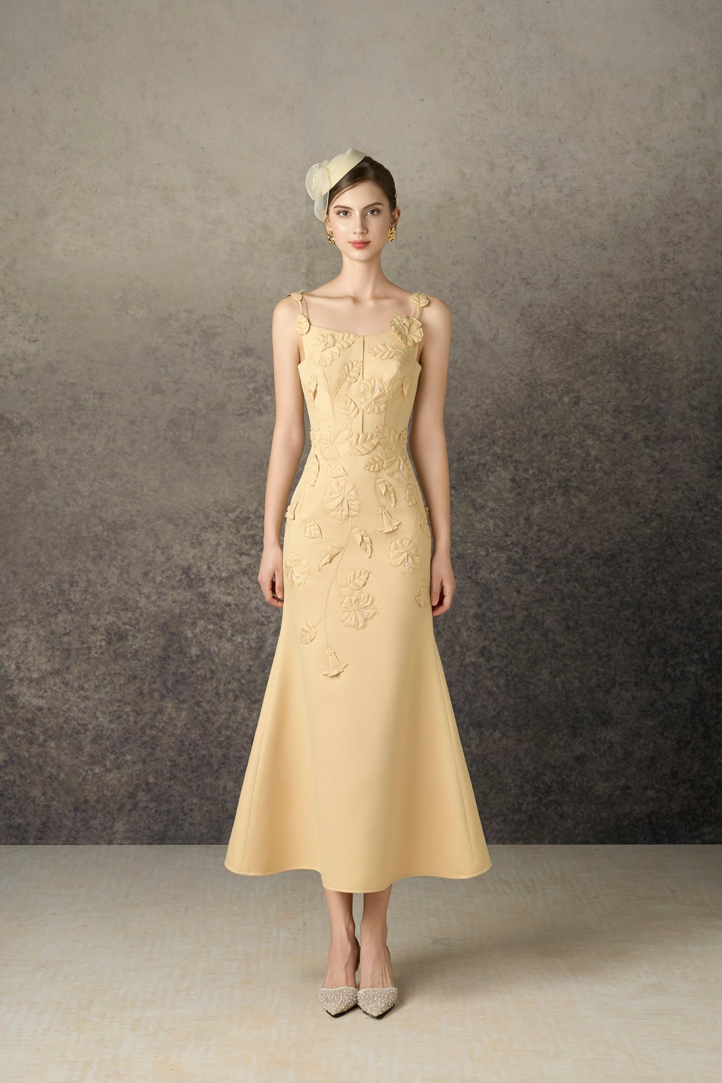 Creamy Yellow Hibiscus Dress
