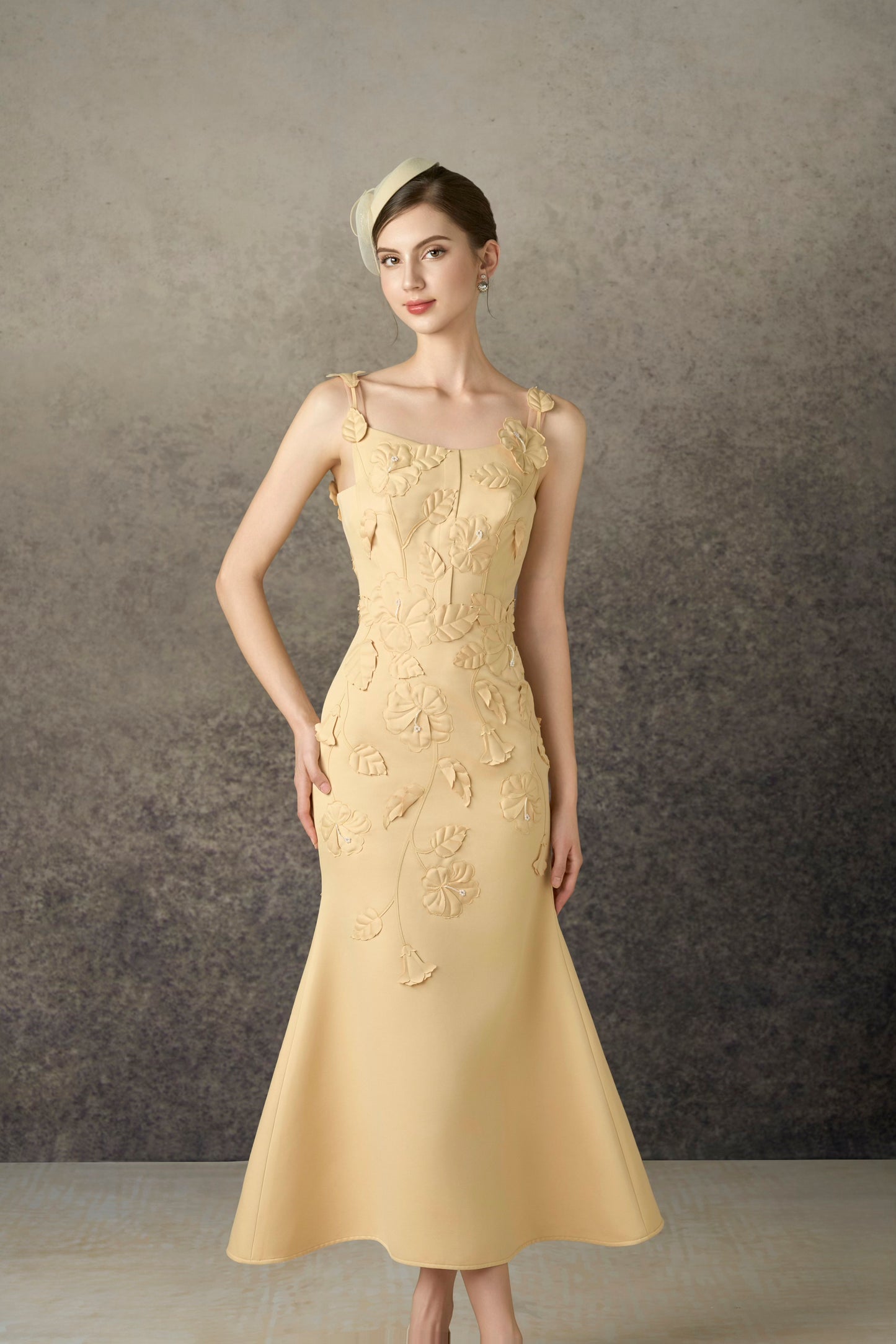 Creamy Yellow Hibiscus Dress