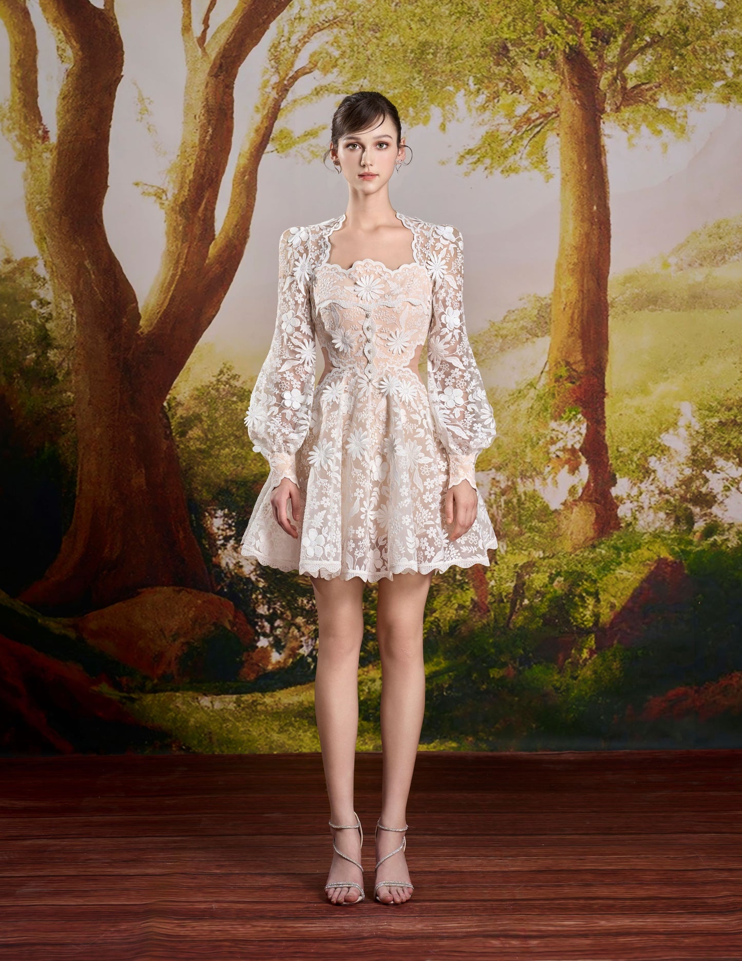 White Flower 3D Lace Dress