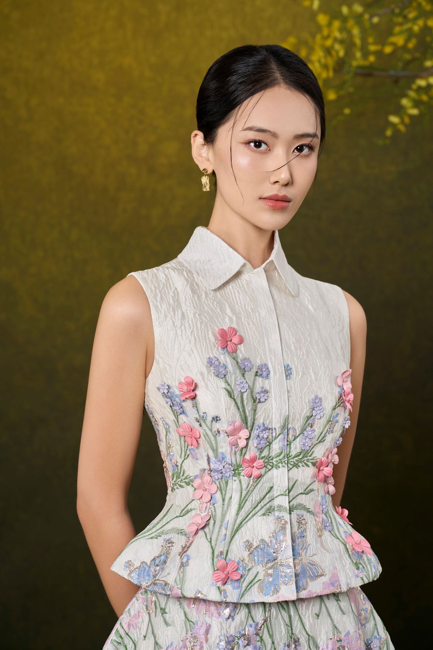 Ivory Floral Jacquard Set