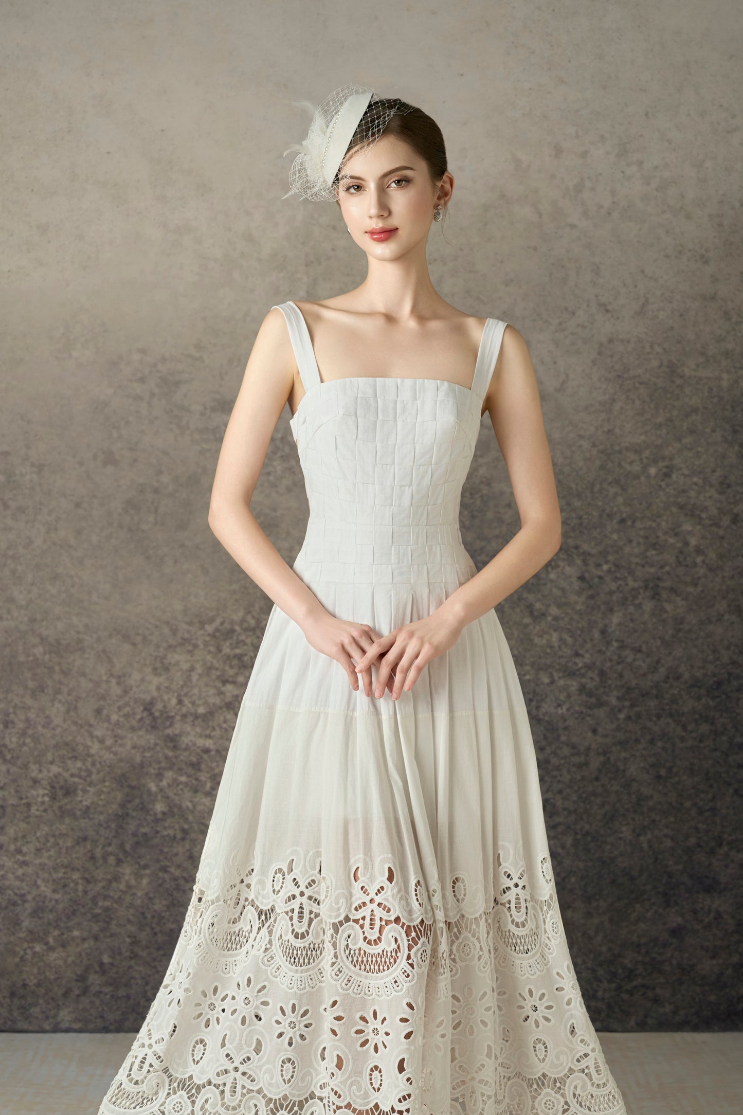 Embroidery White Midi Dress