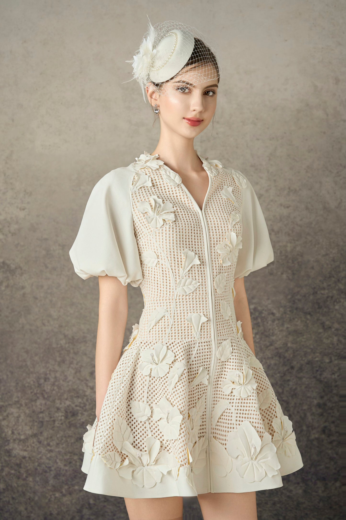 White Hibiscus Mini Dress