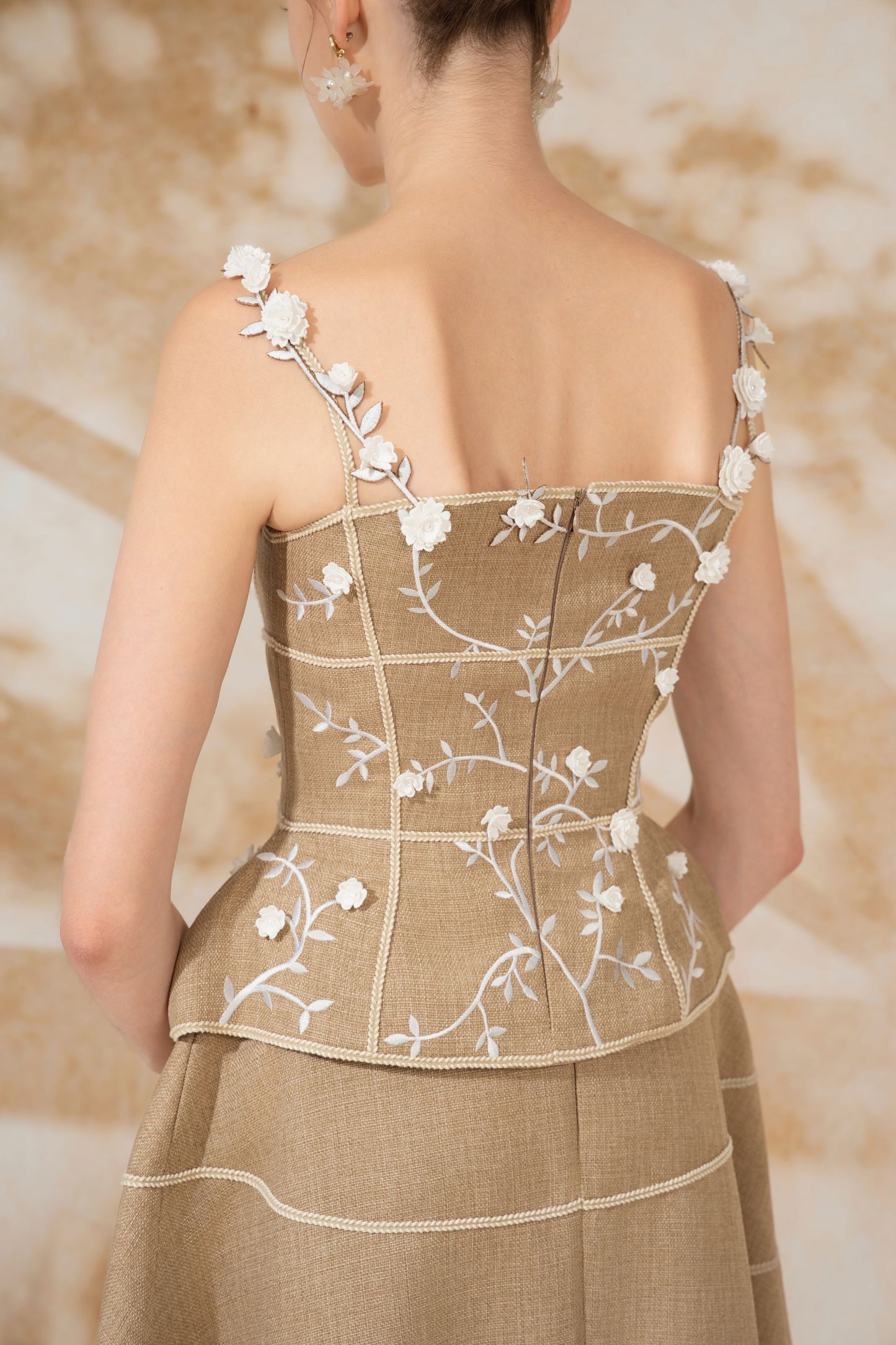 Embroidery Floral Tweed Set