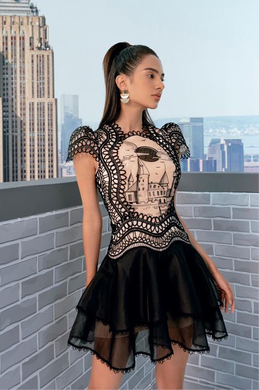 CASTLE BLACK MINI DRESS