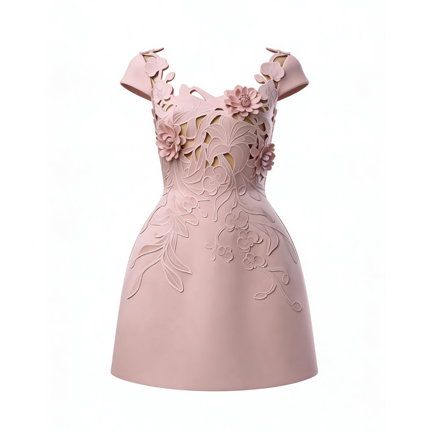 Embroidery Floral Mini Satin Dress