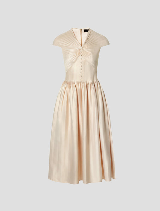 Long Pleated Silk Dress