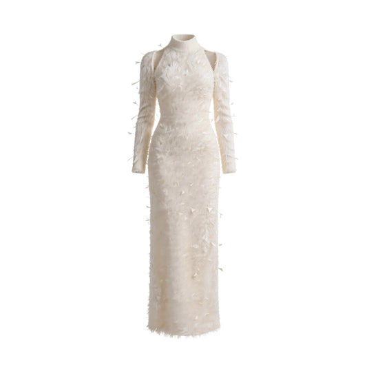 I-Line Ivory Feathers Dress