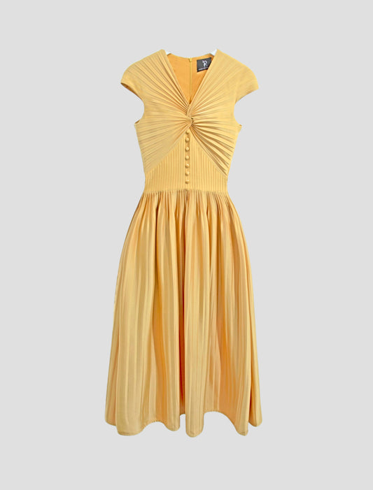 Long Pleated Silk Dress
