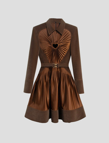 Brown Velvet & Silk Mini Dress