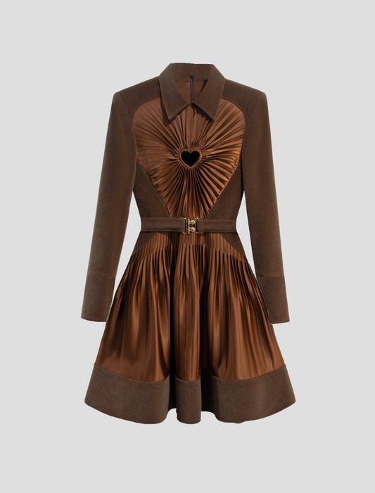 Brown Velvet & Silk Mini Dress