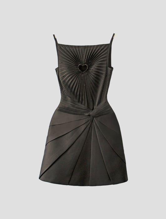 Pleated Heart Mini Dress