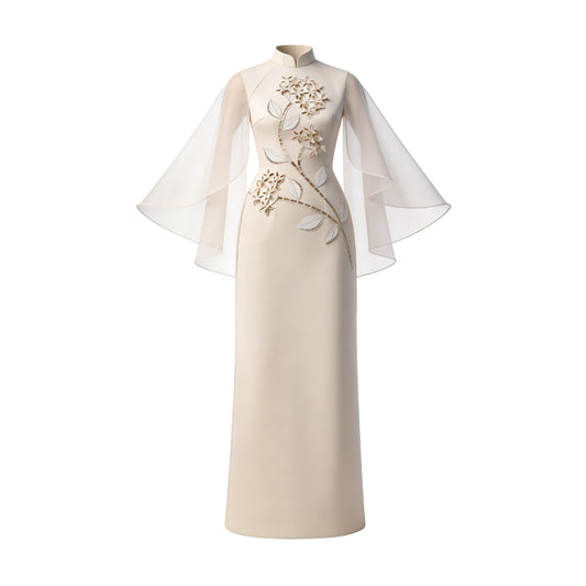 Ixora Flower Embroiders I-line Dress