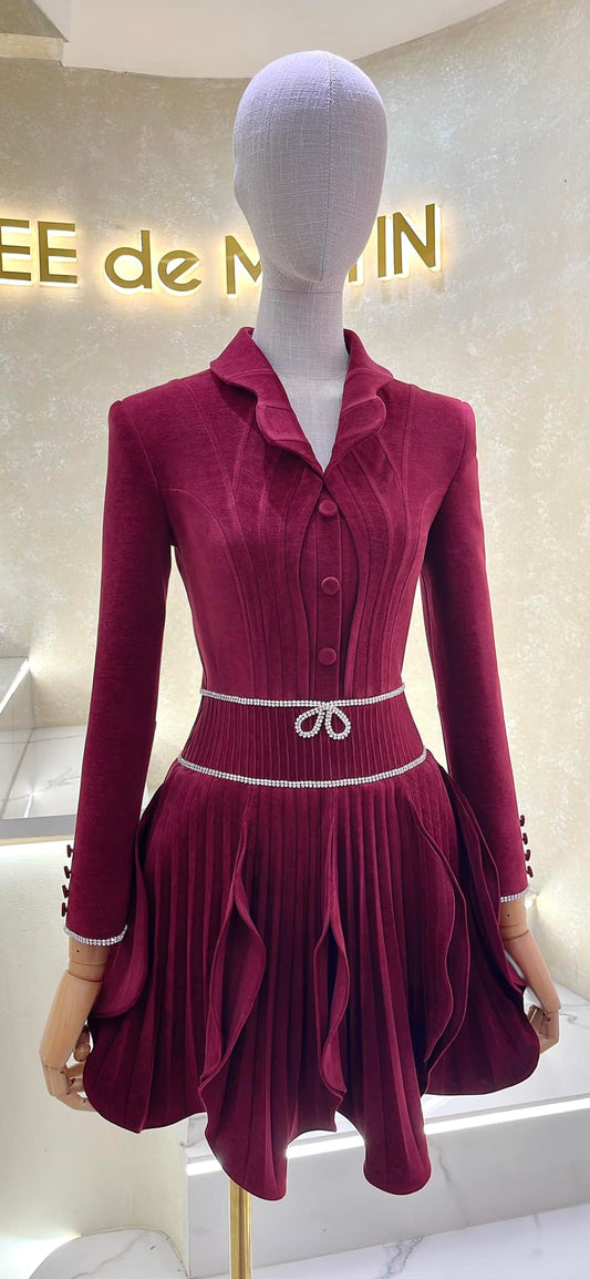 Velvet Iris Flower Mini Dress