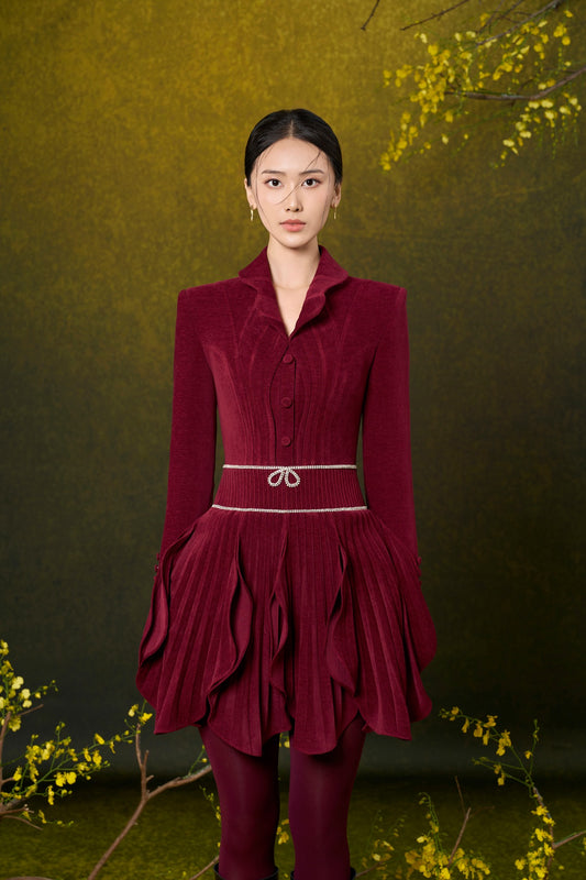 Velvet Iris Flower Mini Dress