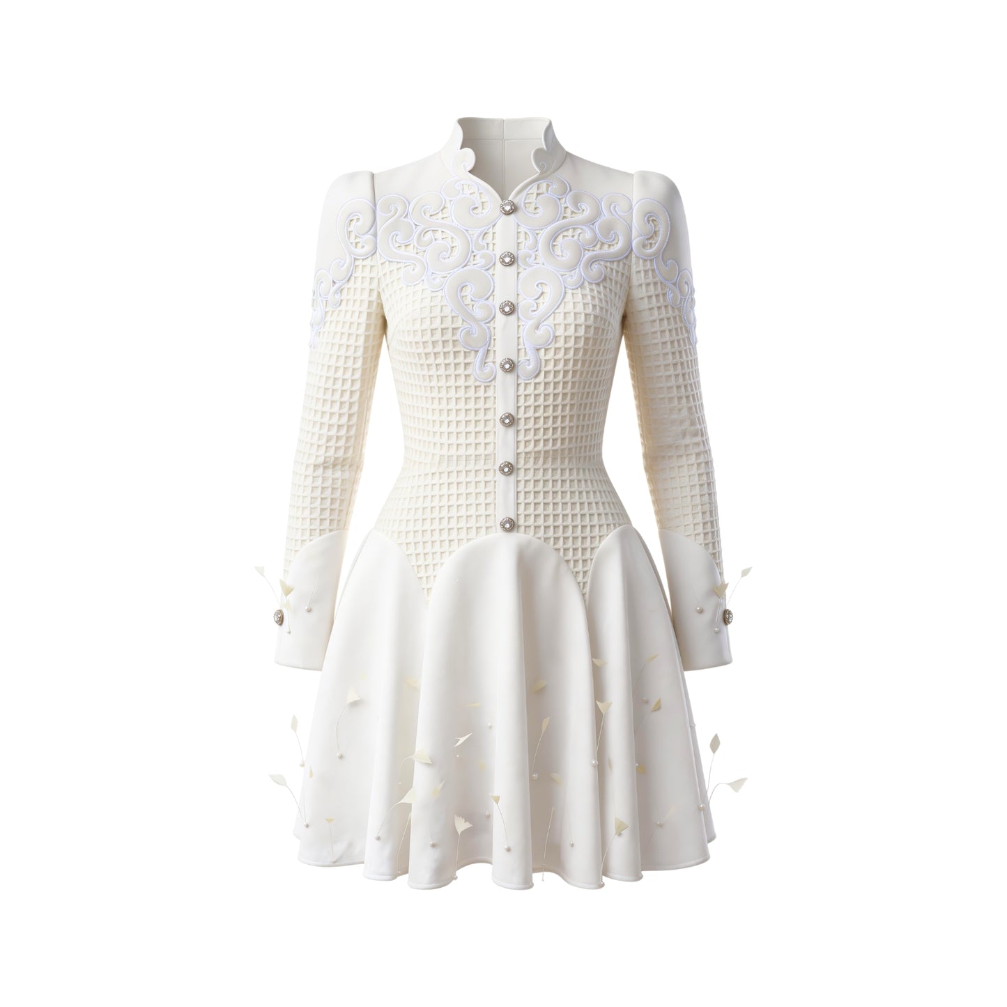 Ivory Velvet Tweet Mini Dress