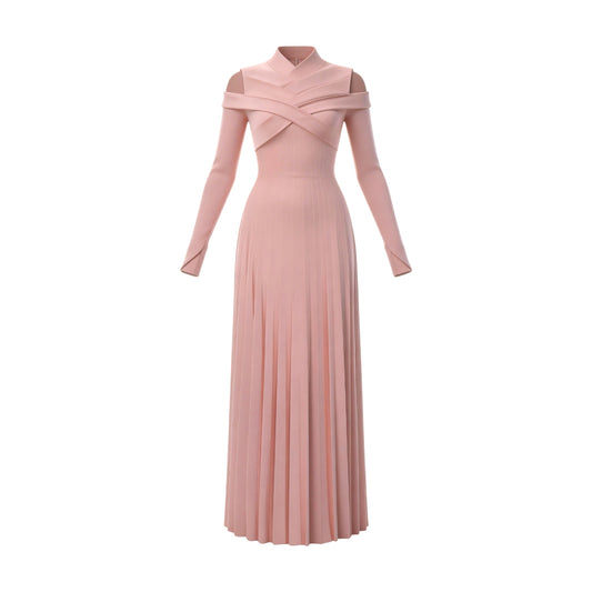 Pink Pleated Maxi Dress