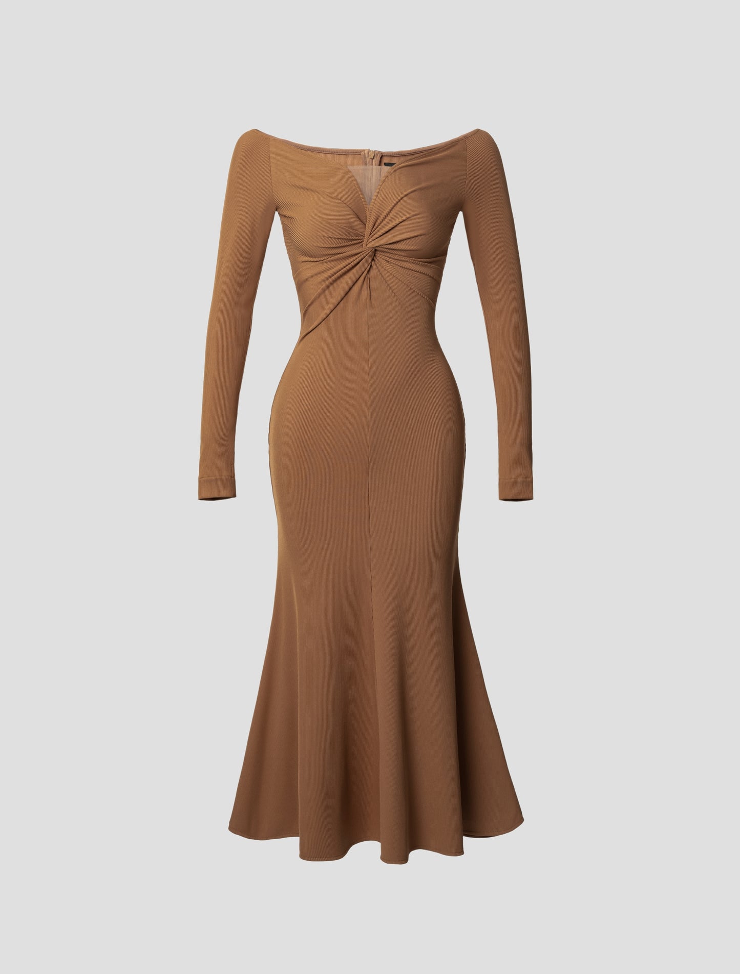 Brown Wool Fishtail Dress