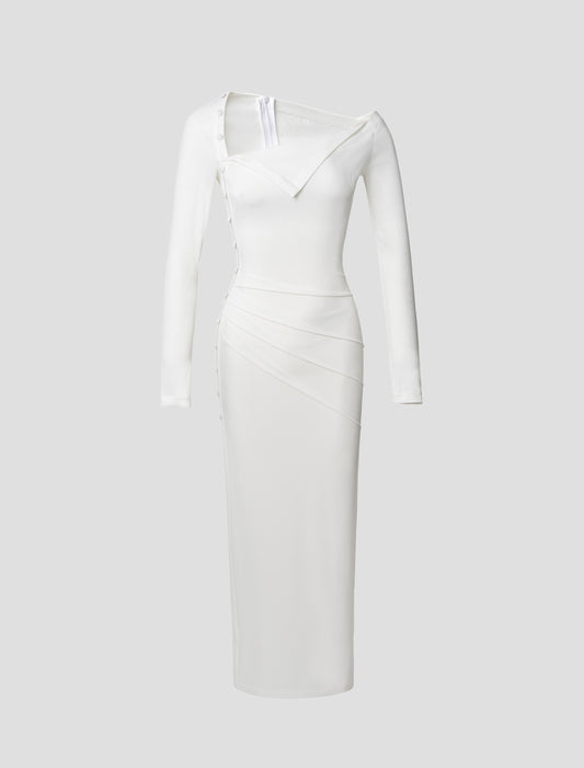 Asymmetric Neckline Sweater Dress
