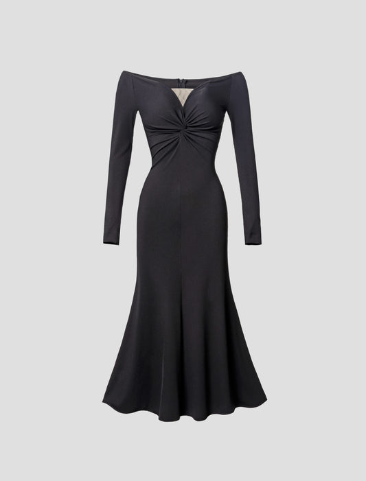 Brown Wool Fishtail Dress