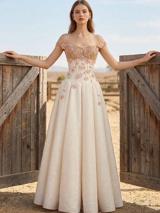 Ivory Hydrangea Floral Maxi Dress