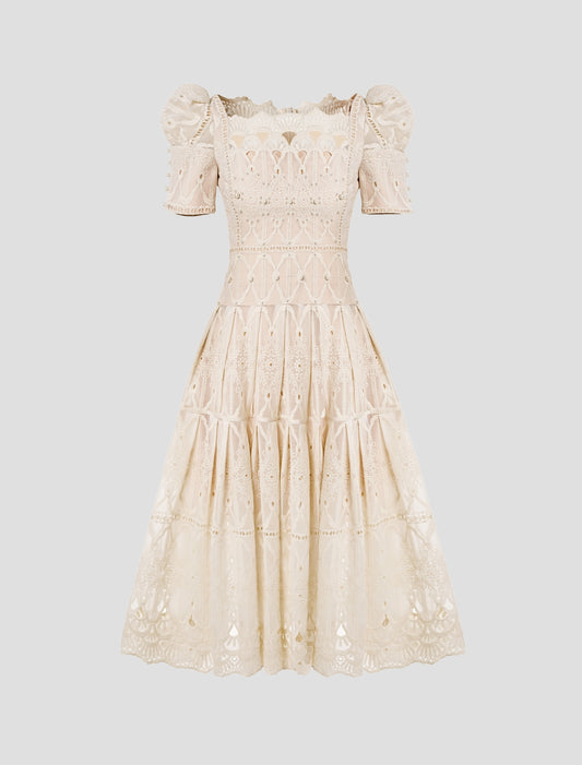 Baroque Ivory Midi Dress
