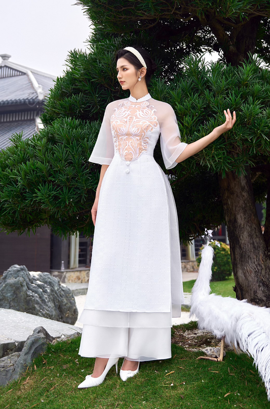 White Chrysanthemum Ao Dai