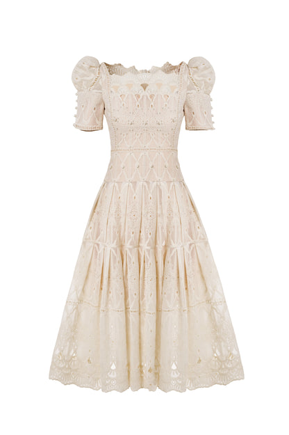 BAROQUE IVORY MIDI DRESS