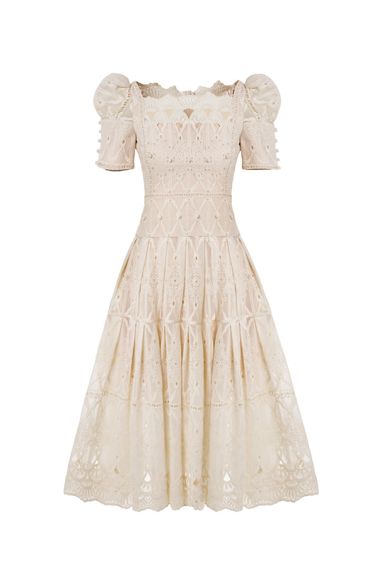 BAROQUE IVORY MIDI DRESS