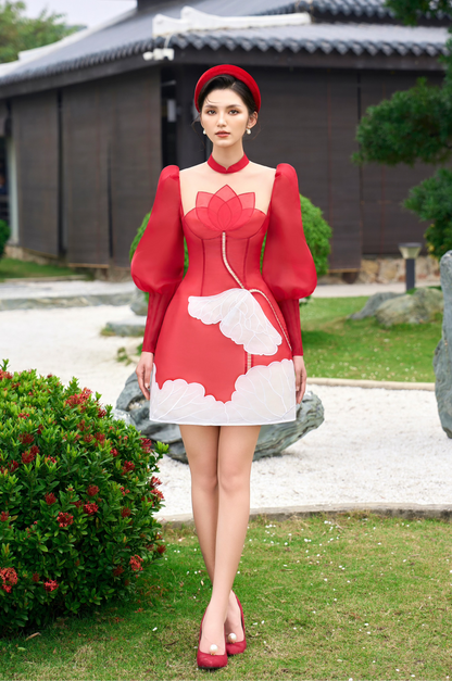 Red Lotus Organza Dress
