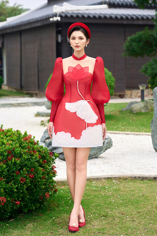 Red Lotus Organza Dress