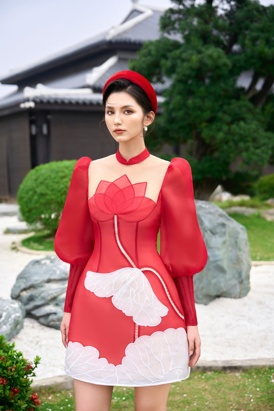 Red Lotus Organza Dress