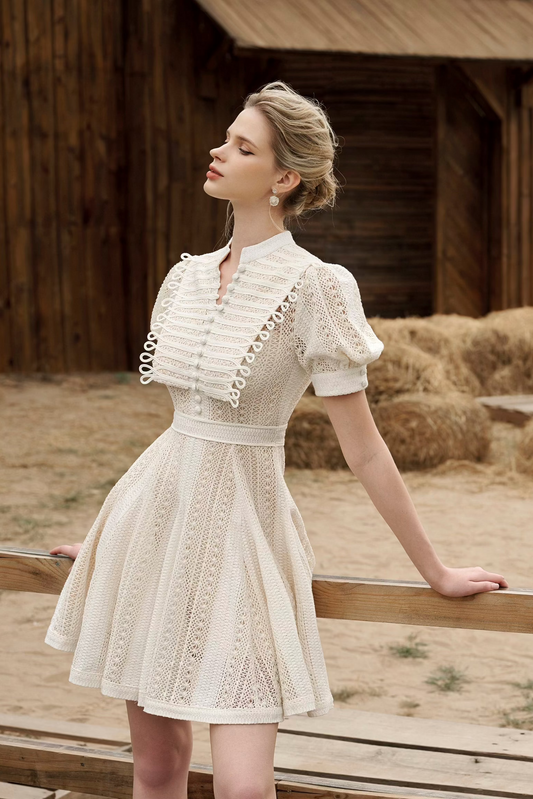 Maria Ivory Lace Mini Dress