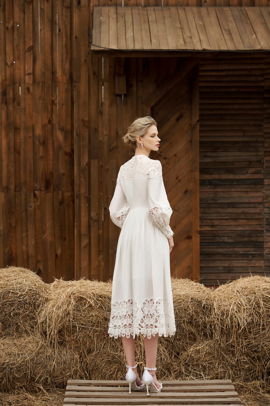 Adora White Embroidery Lace Dress