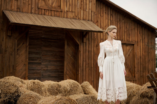 Adora White Embroidery Lace Dress