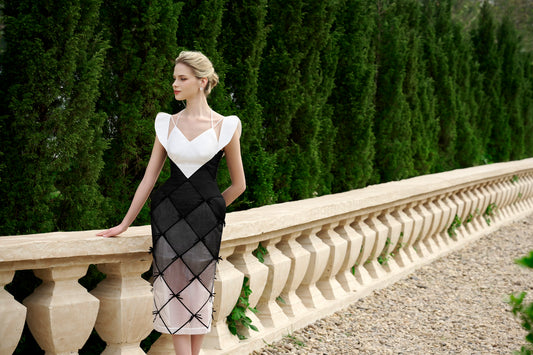 Black White Pencil Dress