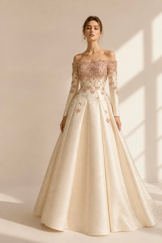 Ivory Hydrangea Floral Maxi Dress