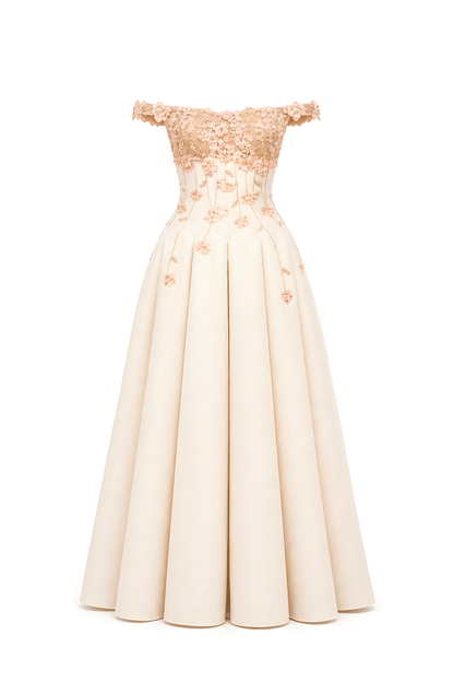 Ivory Hydrangea Floral Maxi Dress