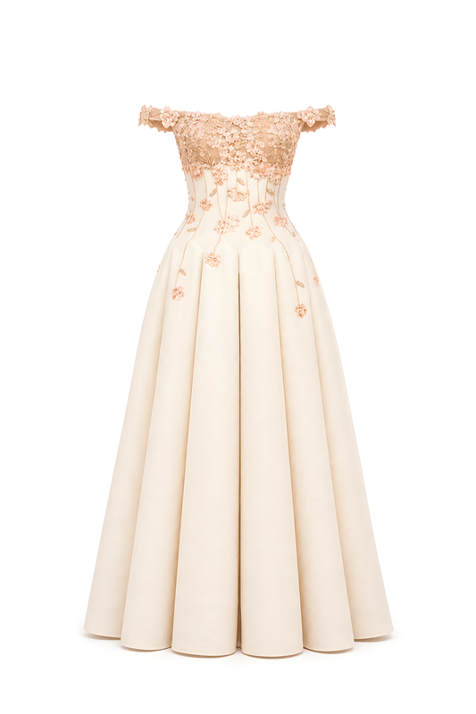 Ivory Hydrangea Floral Maxi Dress