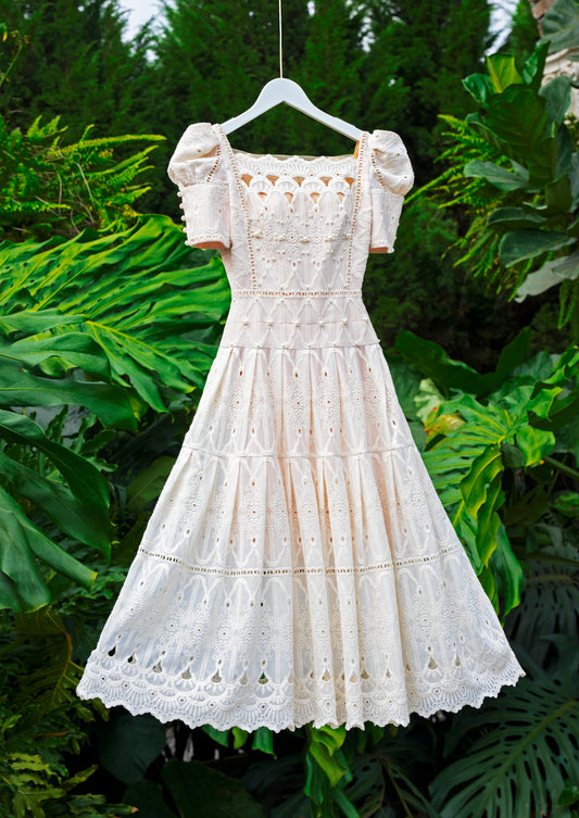 Baroque Ivory Midi Dress