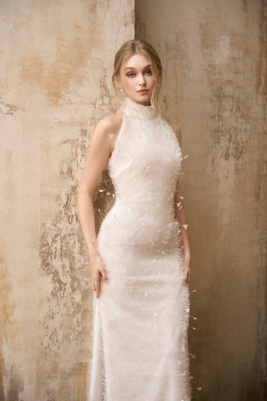 I-Line Ivory Feathers Dress