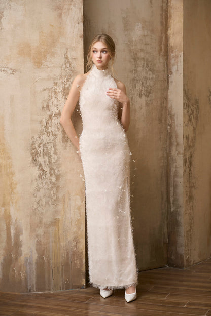 I-Line Ivory Feathers Dress