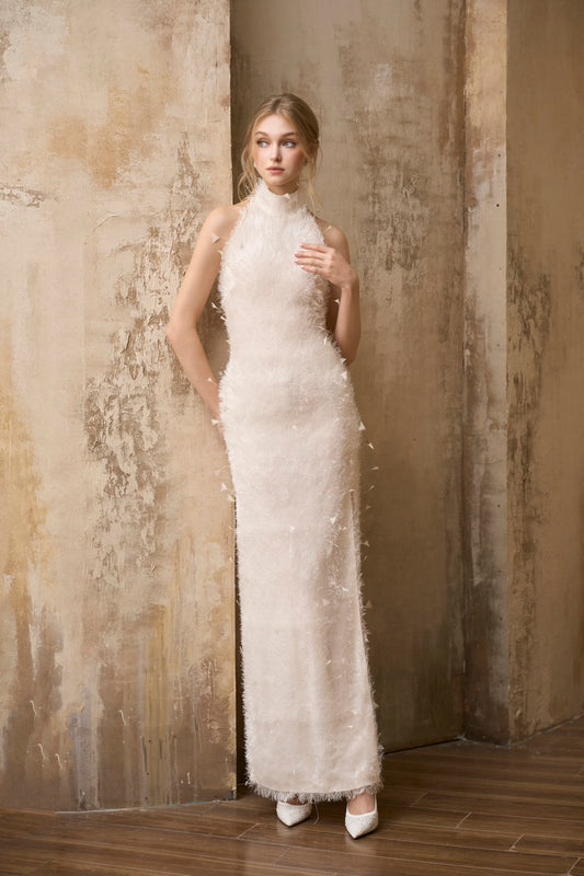 I-Line Ivory Feathers Dress