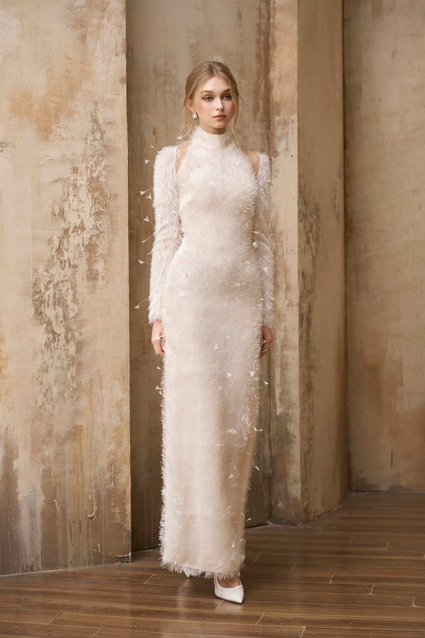 I-Line Ivory Feathers Dress