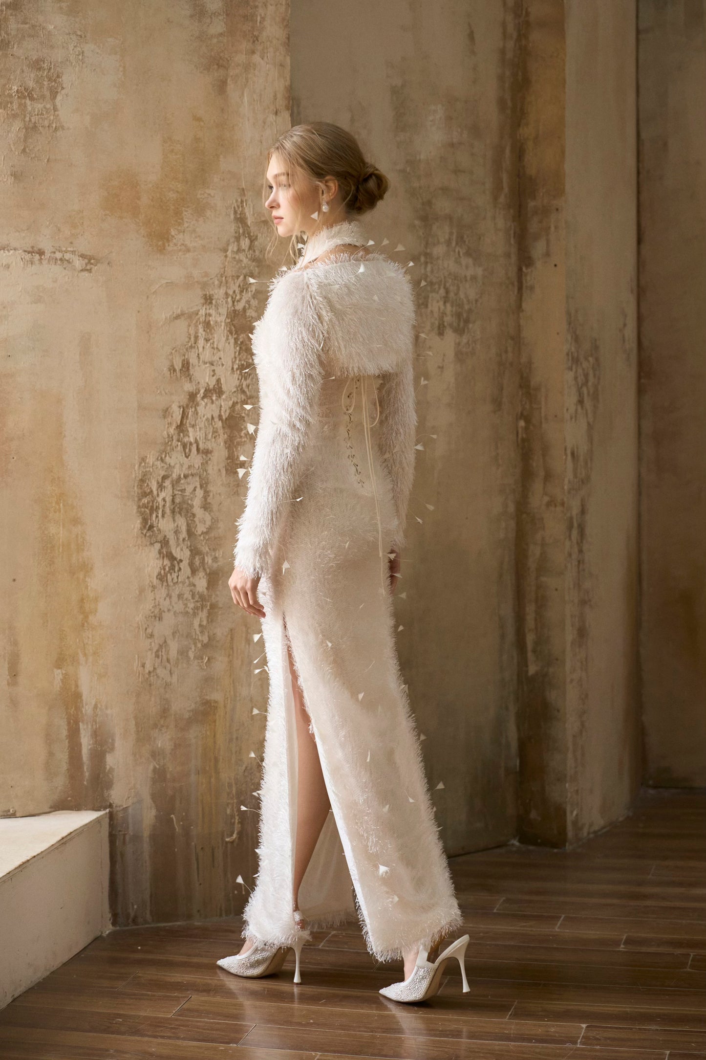 I-Line Ivory Feathers Dress