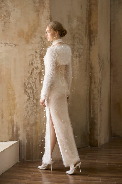 I-Line Ivory Feathers Dress