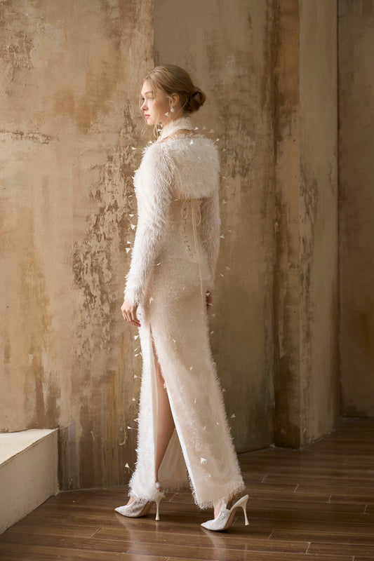 I-Line Ivory Feathers Dress