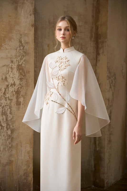 Ixora Flower Embroiders I-line Dress