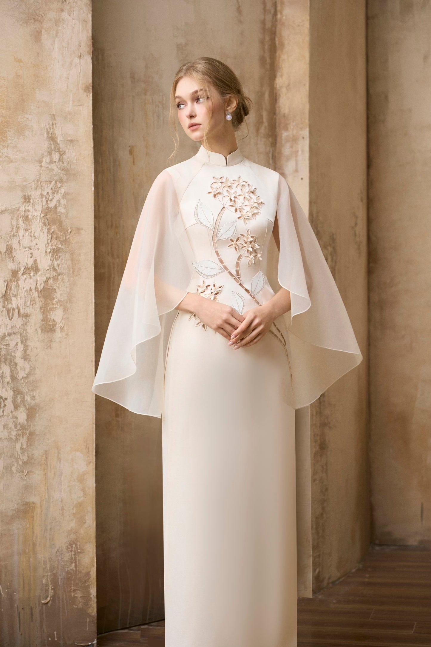 Ixora Flower Embroiders I-line Dress