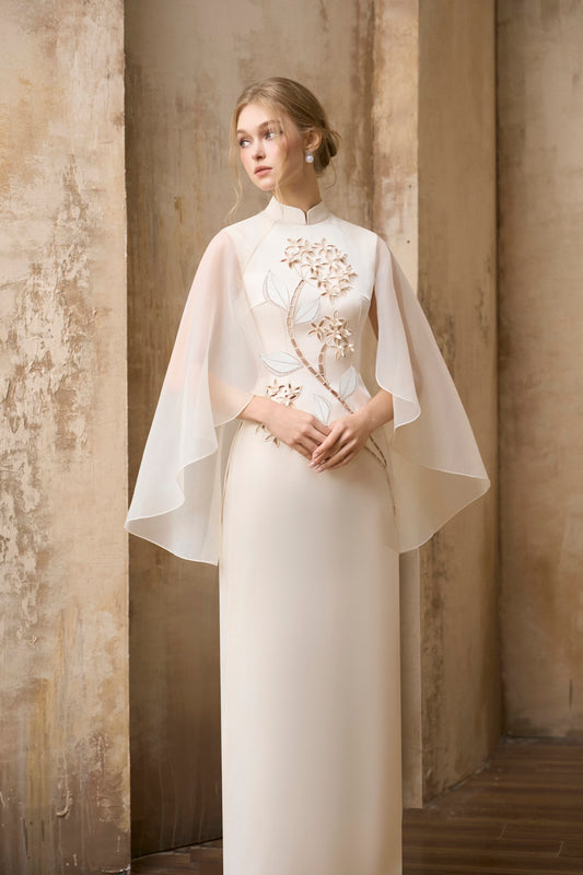 Ixora Flower Embroiders I-line Dress